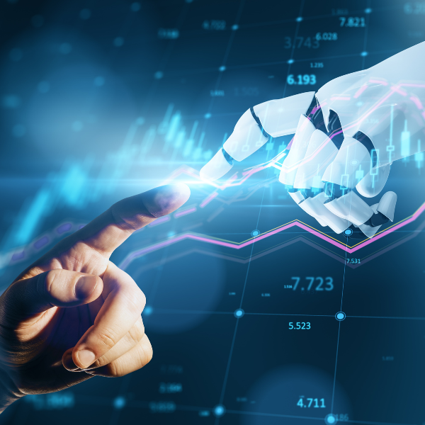 Mano che tocca intelligenza artificiale