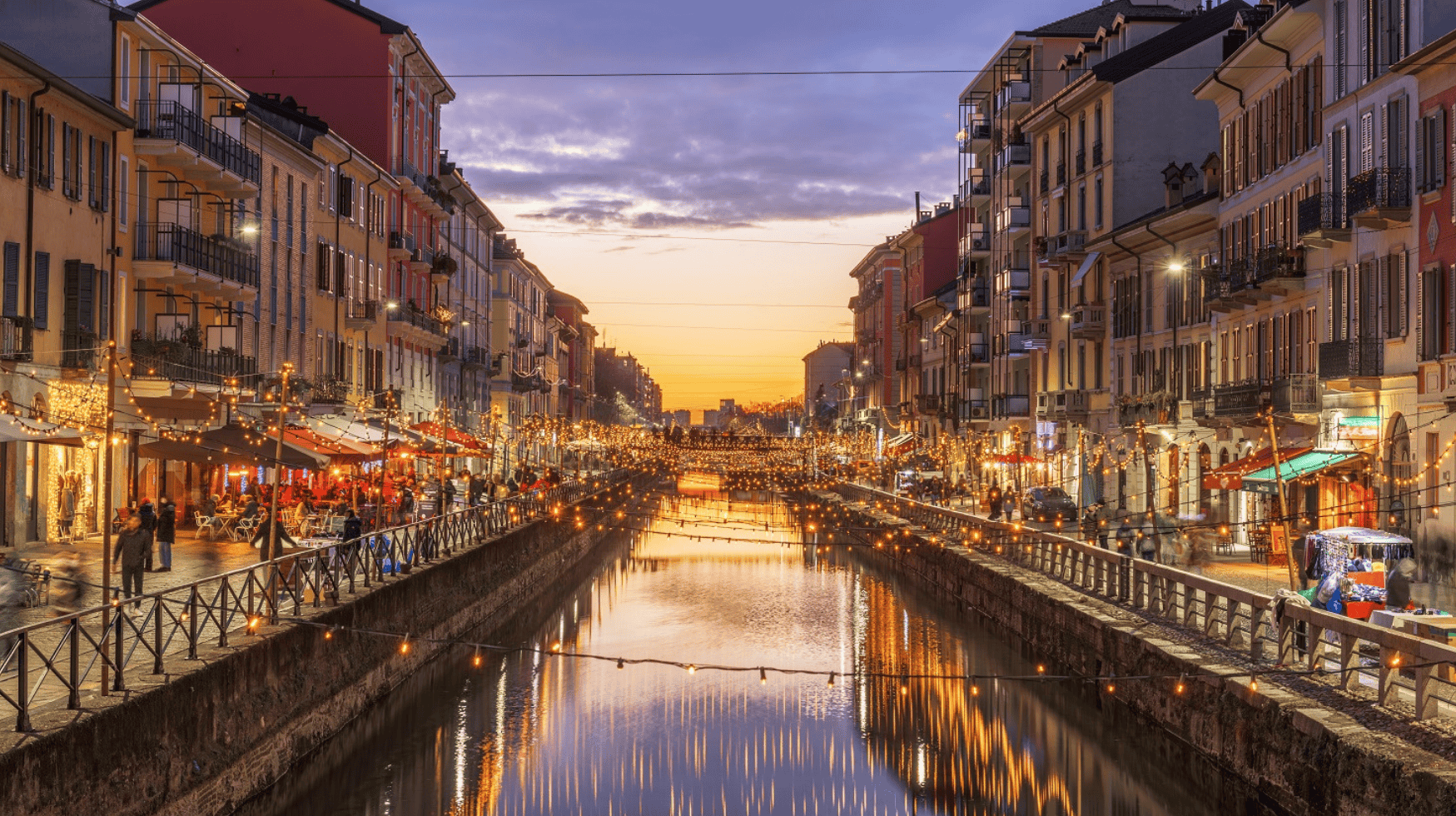 Milan’s Navigli canals at sunset